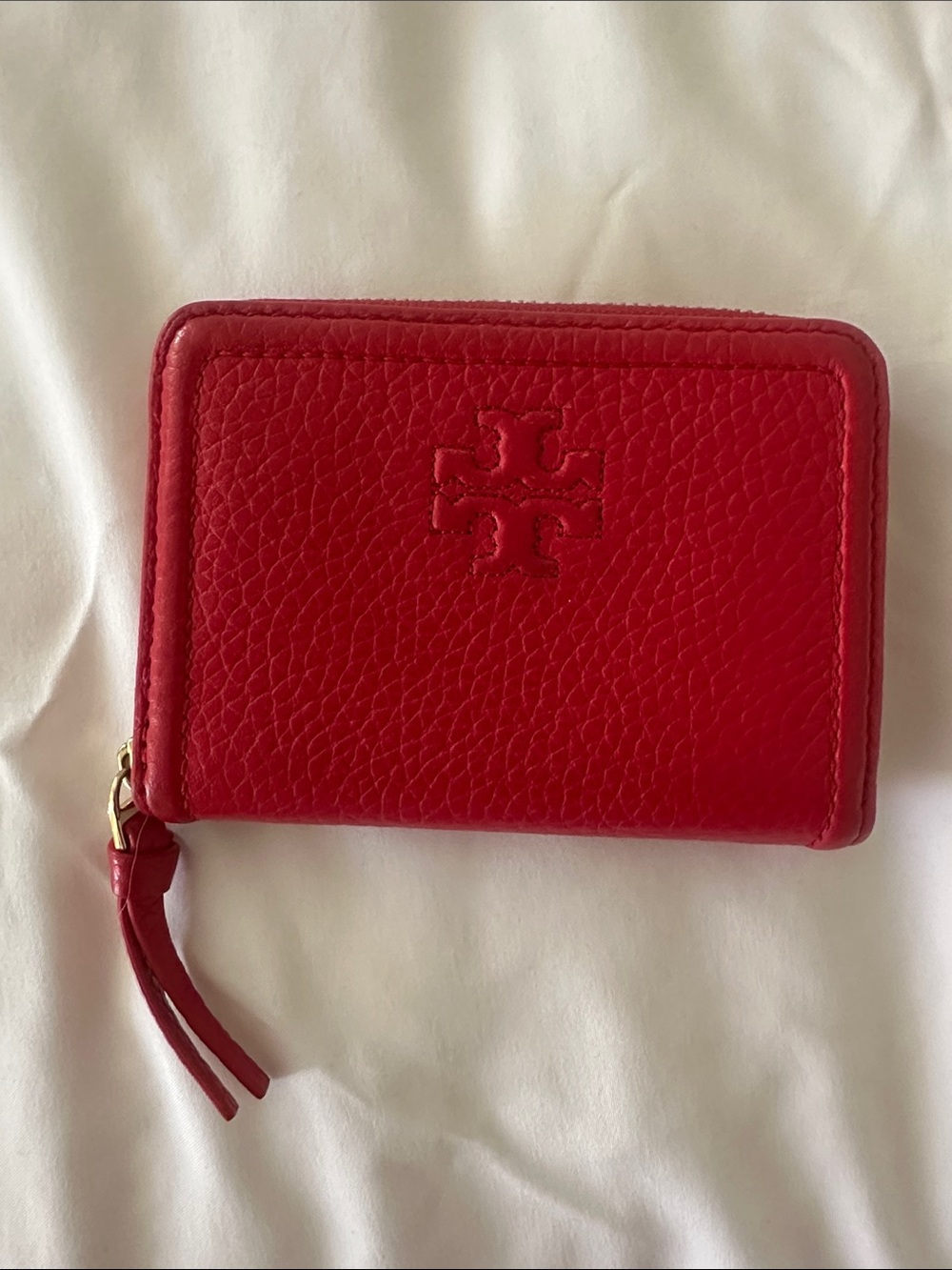 Tory Burch Red Leather Zip Wallet